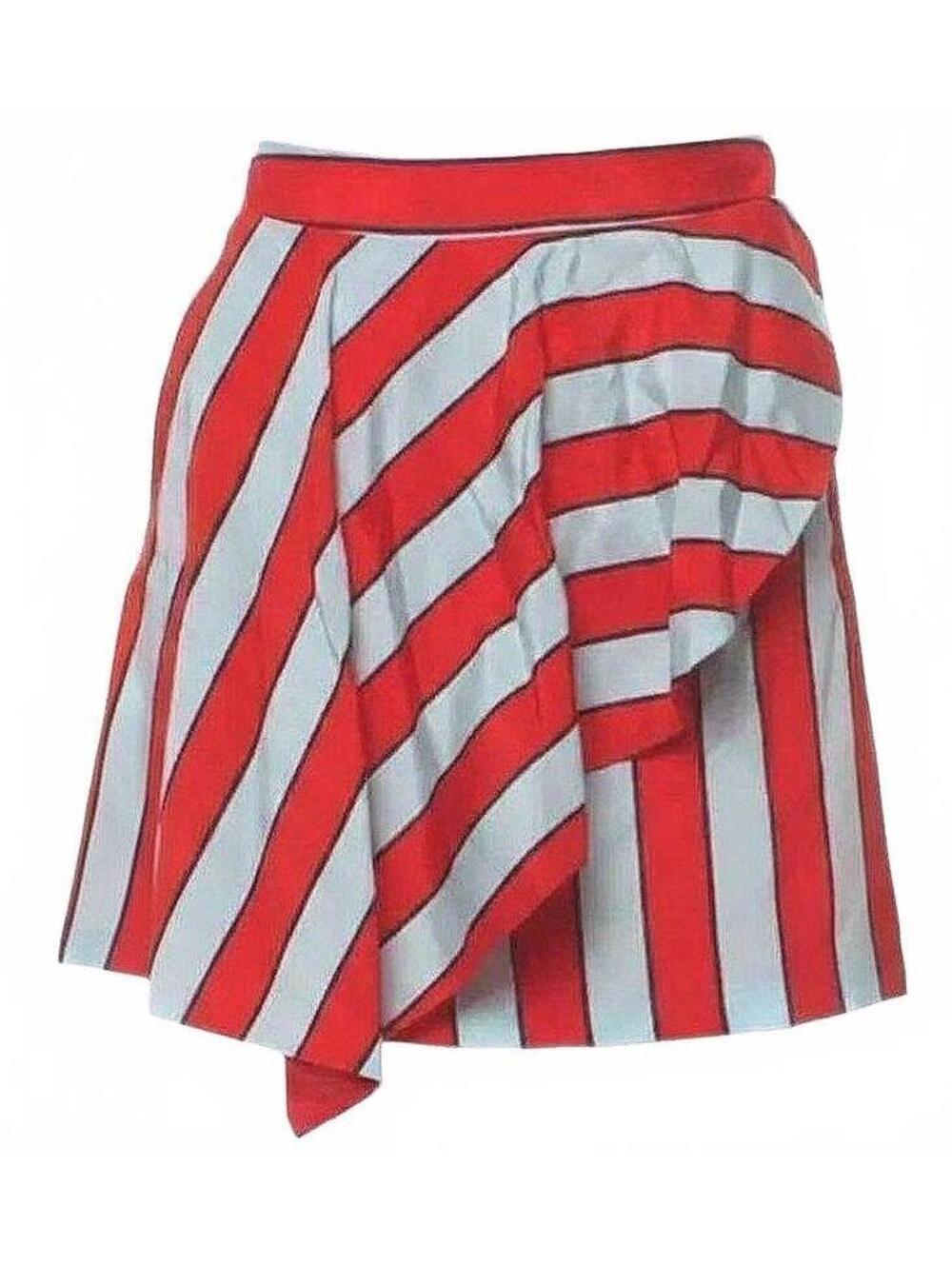 Alice + Olivia Nicky Striped Silk Draped Mini Skirt Red Flawed NWT $250, SZ 10